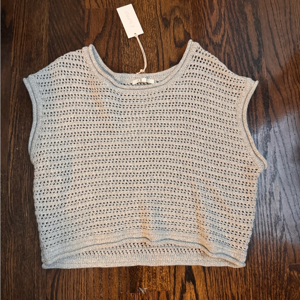 Z supply Quincey sweater top, size small, color: moon grey